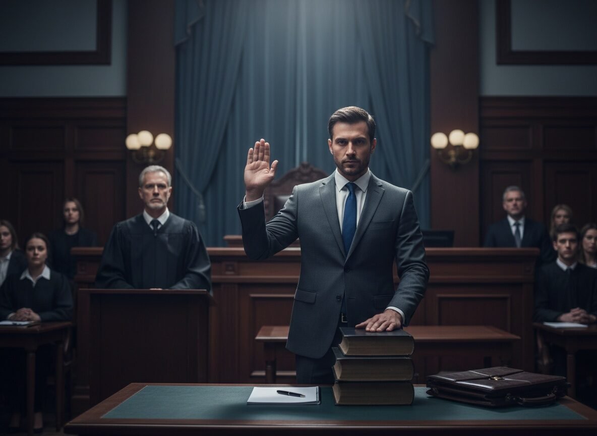 investigatore testimoniare tribunale illustration 1